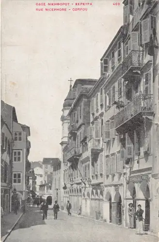 A835 Griechenland Rue Nicephore Corfou Korfu Straße Vintage Postkarte