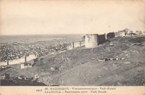 A835 Griechenland Salonique Thessaloniki Panorama Yedi Koule Vintage Postkarte