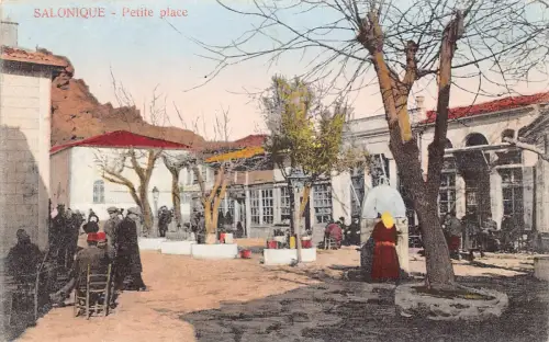 A836 Griechenland Salonique Thessaloniki Petite Place Square Vintage Postkarte
