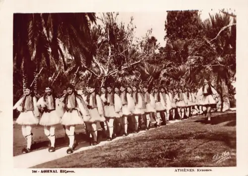 A836 Griechenland 1933 Athen Evzonen Militär Infanterie Marsch RPPC Postkarte