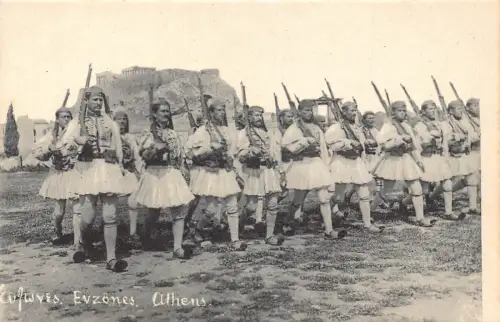 A836 Griechenland Athen Evzonen Militär Infanterie Vintage Postkarte
