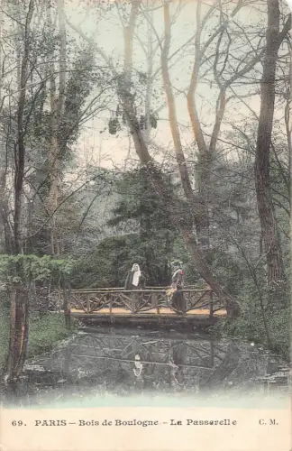 A839 Frankreich Paris Bois de Boulogne Passarelle Vintage Postkarte