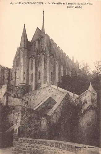 A840 Frankreich Mont St Michel Merveille et Remparts Cote Nord Vintage Postkarte