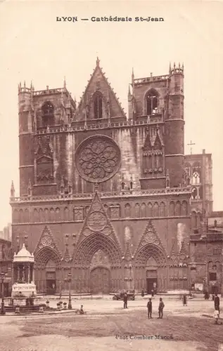 A840 Frankreich Lyon Kathedrale St Jean Vintage Postkarte