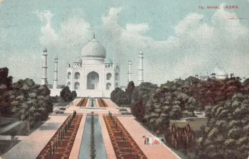 B490 Indien Taj Mahal Agra Vintage Postkarte