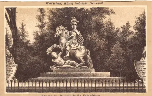 B533 Polen Warschau Warszawa Koenig Sobieski Denkmal AK