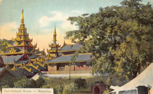 L542 Myanmar Burma Mandalay Government House Vintage Postkarte
