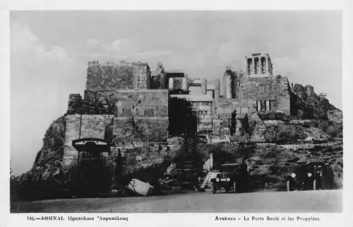 B553 Griechenland Athen La Porte Beule et les Propylees RPPC Postkarte