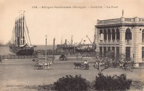 L542 Senegal Dakar Le Port Hafen Schiffskutsche Vintage Postkarte