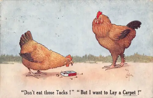 Comic Humor 1915 Humanisiertes Huhn iss diese Tacks nicht! AK B924
