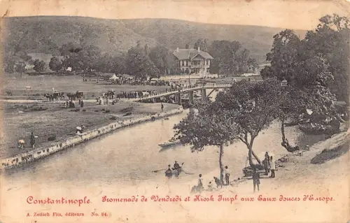 B554 Türkei Istanbul Promenade de Wendredi et Kiosk Impl aux Eaux Postkarte