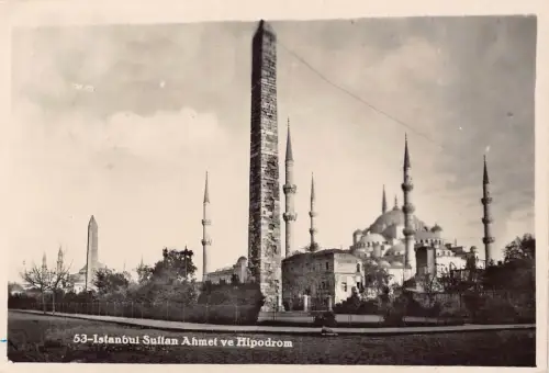 B554 Türkei 1953 Istanbul Sultan Ahmet ve Hipodrom RPPC Postkarte