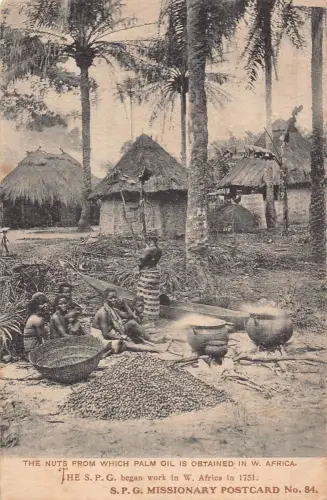 L542 Westafrika SPG Missionar Nüsse für Palmöl Ureinwohner 1908 Vintage Postkarte