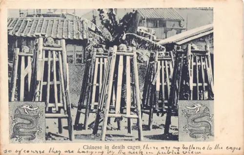 L543 China Chinese in Todeskäfigen Drachen Vintage Postkarte