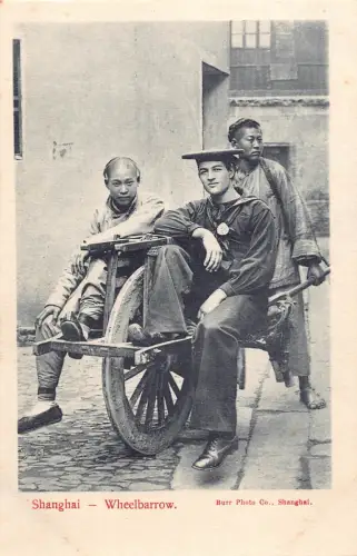 L543 China Shanghai Schubkarre Ethno Vintage Postkarte