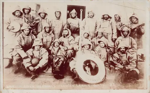 L543 China British River Gunboat's Crew in Lammy Suits RPPC Vintage Postcard