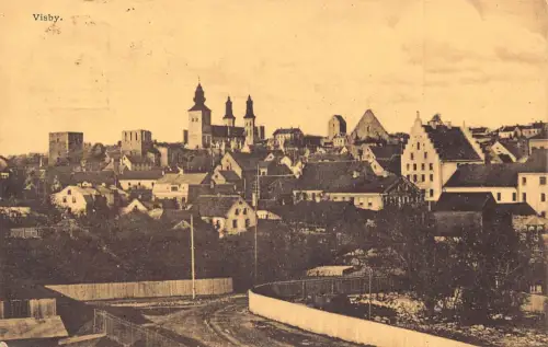 A225 Schweden 1912 Visby Gesamtansicht Vintage Postkarte