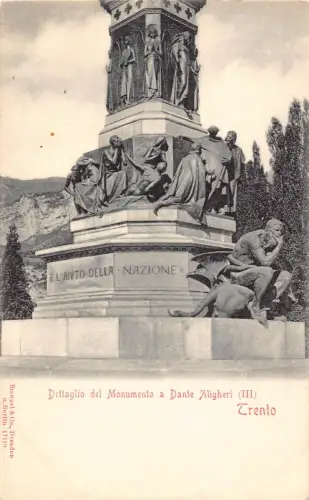 A227 Italien Detail aus Dante Aligheri Denkmal Trient Vintage Postkarte