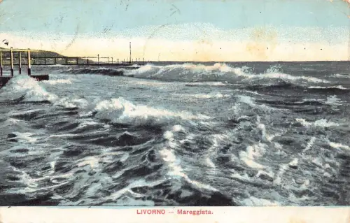 A228 Italien 1912 Livorno Mareggiata alte Postkarte