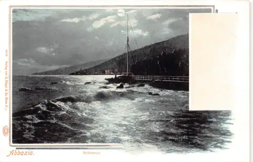 A229 Italien Abbazia Scirocco Meer Mondschein Vintage Postkarte