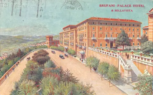 A229 Italien 1937 Brufani Palace Hotel Bellavista Perugia Vintage Postkarte
