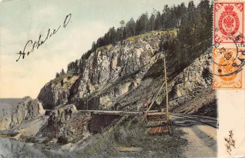 A037 Russland 1906 Eisenbahn bei Ostkataw in den Bergen Vintage Postkarte