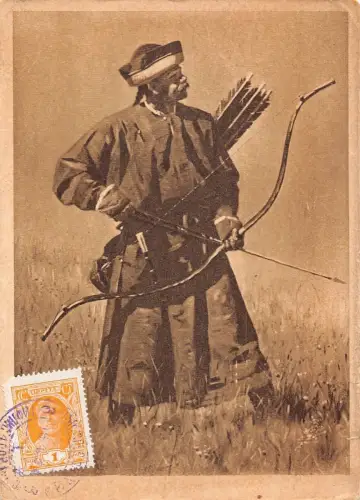 A035 Russland Wassili Wereschtschagin signiert Gemälde Buchara Soldat Bogenschütze Postkarte