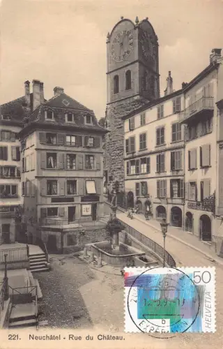 L295 Schweiz Neuenburg Rue du Chateau Potagers E'Koch Laden Postkarte