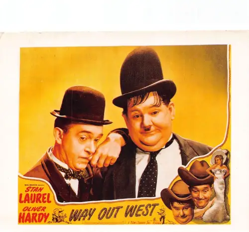 L290 Filmplakat Laurel and Hardy Way out West Schauspieler Postkarte