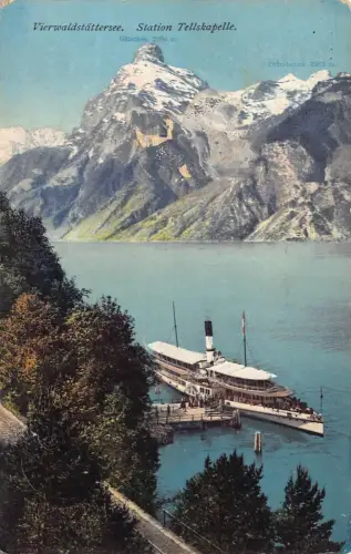 L063 Schweiz Tellskapelle Dampfer Vintage Postkarte