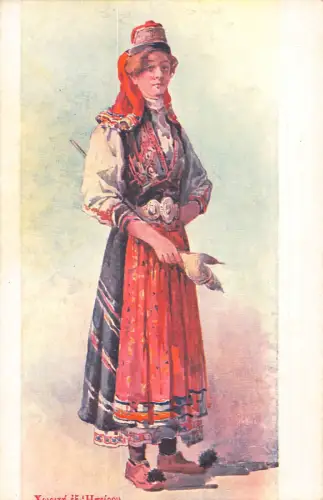 A846 Griechische Trachten Frau Bäuerin von Epirus Volksvolk Postkarte