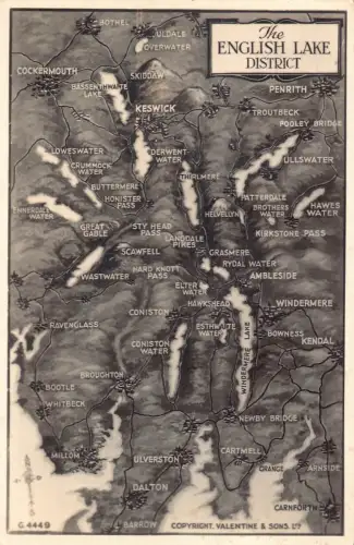 A847 England The English Lake District Karte RPPC Vintage Postkarte