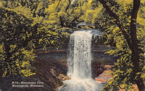 A848 US Minnehaha Falls Minneapolis Minnesota 1947 Vintage Postkarte