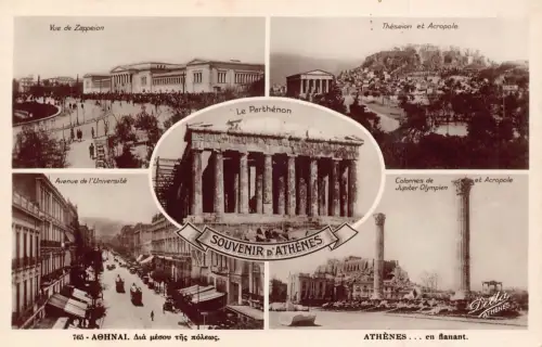 A847 Griechenland Souvenit d'Athenes Avenue l'Universite Parthenon Akropole Postkarte