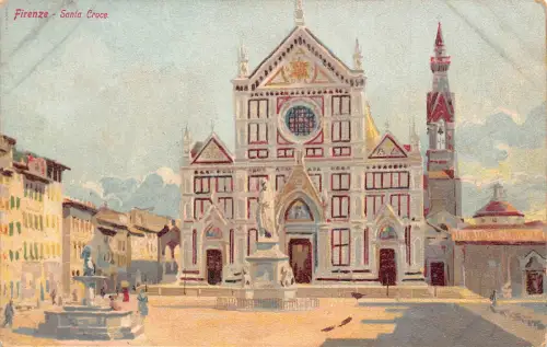 A849 Italien Firenze Florenz Santa Croce Kirche Vintage Postkarte