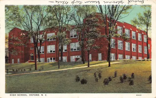 A848 USA 1933 High School Oxford North Carolina Vintage Postkarte