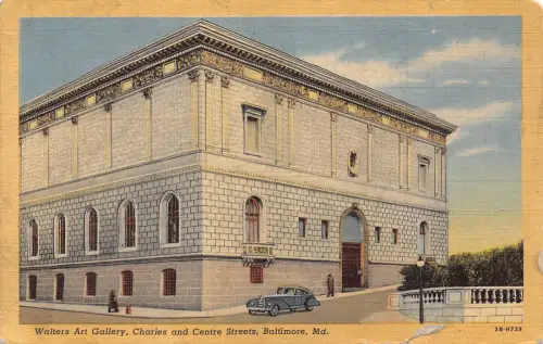 A848 US Md Baltimore Walters Art Gallery Charles and Centre Streets Auto Postkarte