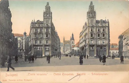 A849 Ungarn Schlangenplatz Clotid Berpalota Platz Budapest Vintage Postkarte