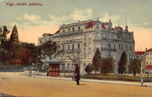 A849 Spanien Vigo Jardin Publico Garten Vintage Postkarte
