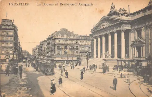 A849 Belgien Brüssel La Bourse Boulevard Anspach Straßenbahn Postkarte