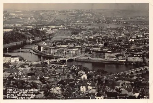 A850 Tschechien 1935 Prag Praha Totalansicht RPPC Vintage Postkarte