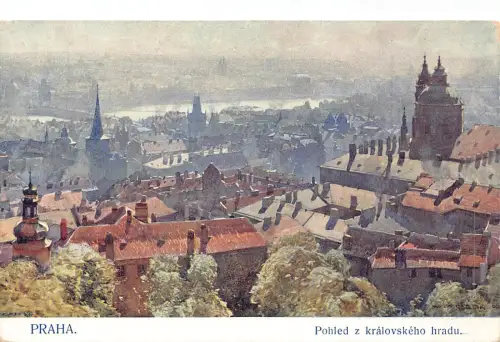 A850 Tschechien Prag Praha Gesamtansicht prohled z kralovskeho hradu Kunst Postkarte
