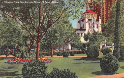 A849 USA Blick vom San Jacinto Plaza El Paso Texas Vintage Postkarte