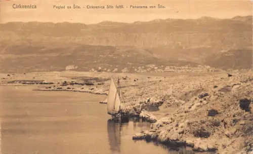 A850 Kroatien Crikvenica Panorama von Silo Segelboot Vintage Postkarte