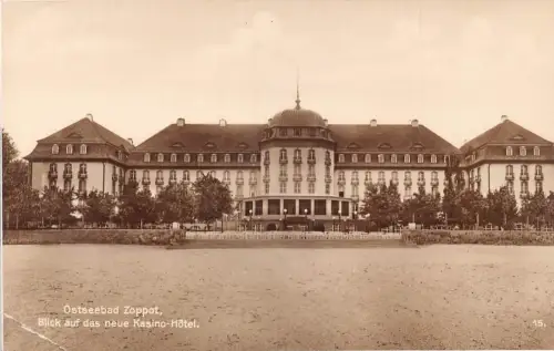 A852 Polen Ostseebad Zoppot Zoppot Blick auf Casino Hotel RPPC Postkarte