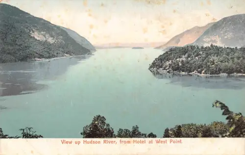 A851 USA Blick auf den Hudson River vom Hotel in West Point Vintage Postkarte