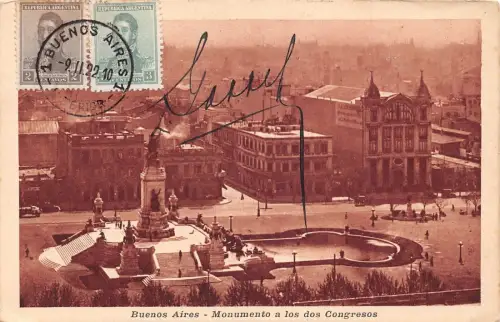 L127 Argentinien 1922 Buenos Aires Monumento a los dos Congresos Vintage Postkarte