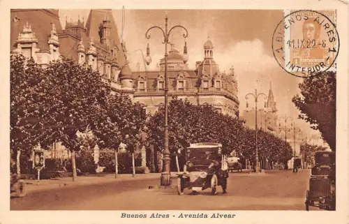 L127 Argentinien 1922 Buenos Aires Avenida Alvear Autos Oldtimer Postkarte