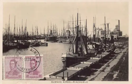 L127 Argentinien 1923 Buenos Aires Riachuelo Dampfschiffe Hafen Vintage Postkarte