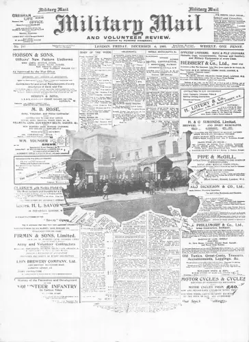 B587 Zeitungsbrief Militärpost Horse Guards London Passepartout Postkarte